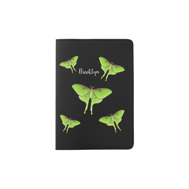 Luna Moth cartoon illustration   Passport Holder (Front)