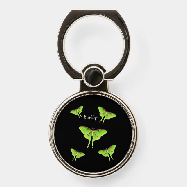 Luna Moth cartoon illustration  Phone Ring Stand (Front)