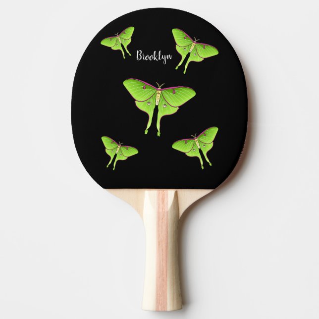 Luna Moth cartoon illustration  Ping Pong Paddle (Front)