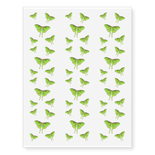 Luna Moth cartoon illustration Temporary Tattoos