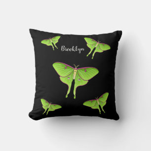 Luna Moth cartoon illustration Throw Pillow