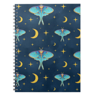 Luna Moth Celestial Moons & Stars Navy Notebook