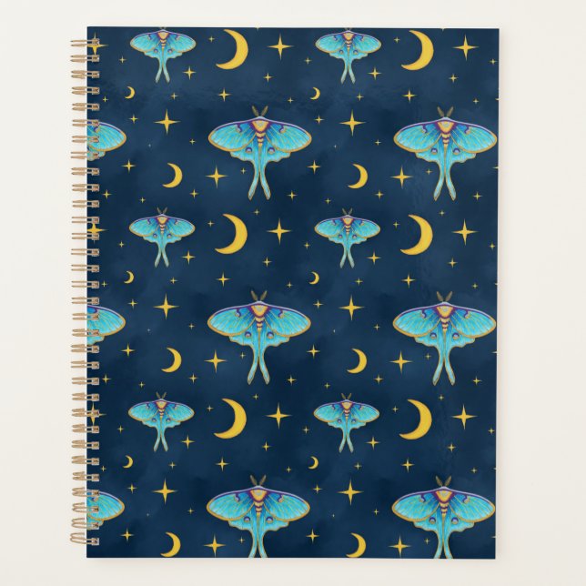 Luna Moth Celestial Moons & Stars Navy Planner (Front)