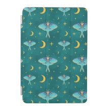 Luna Moth Celestial Moons & Stars Teal