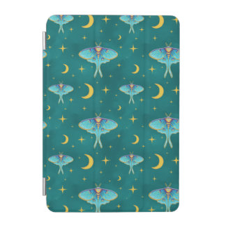 Luna Moth Celestial Moons & Stars Teal iPad Mini Cover
