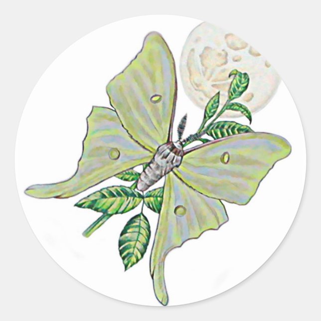 Luna Moth Classic Round Sticker (Front)