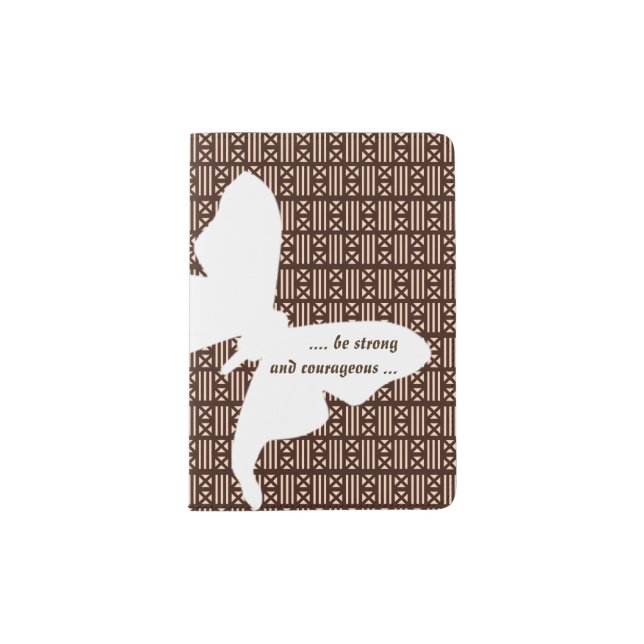 Luna Moth Dark Brown MudCloth Inspired Tiling Passport Holder (Front)