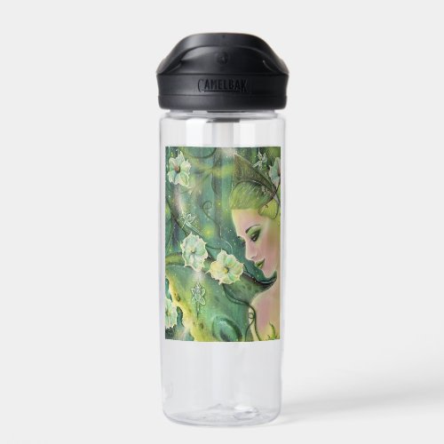 Luna moth fairy art by Renee Lavoie Water Bottle