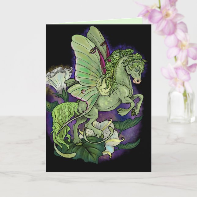 Luna Moth Fairy Horse Card (Orchid)