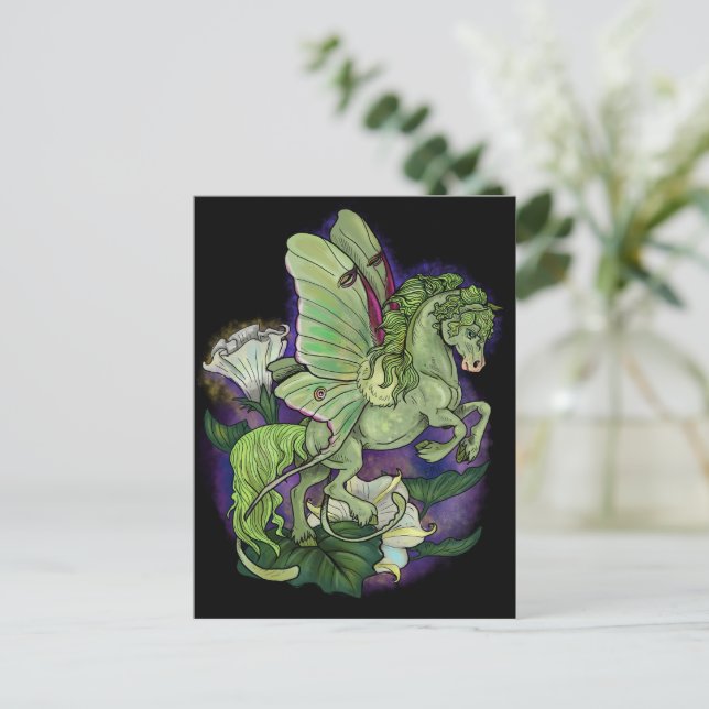 Luna Moth Fairy Horse Postcard (Standing Front)