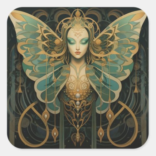 Luna moth goddess square sticker