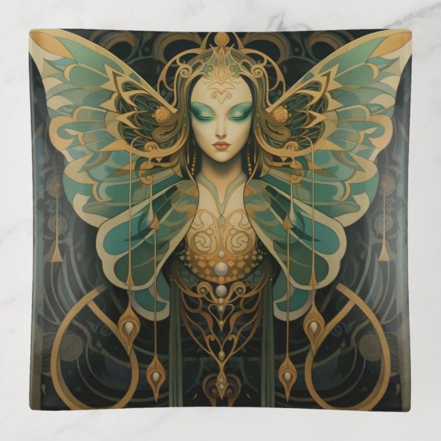 Luna moth goddess trinket tray (Front)