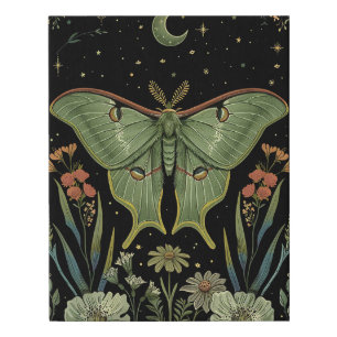 luna Moth Gothic Watercolor Art Faux Canvas Print