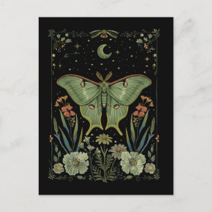 luna Moth Gothic Watercolor Art Postcard
