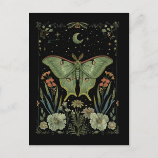 luna Moth Gothic Watercolor Art Postcard