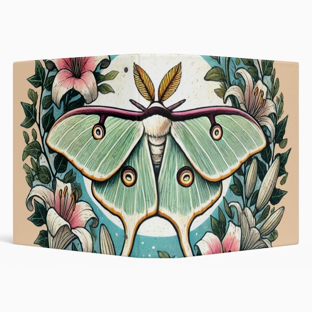 Luna Moth illustration lilies luna moths           3 Ring Binder (Background)