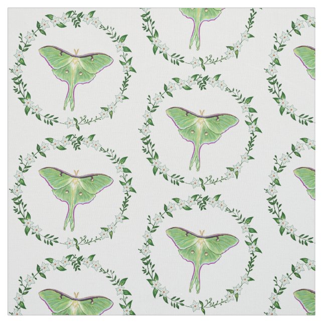 Luna Moth in Victorian sytle motif Fabric (Swatch)