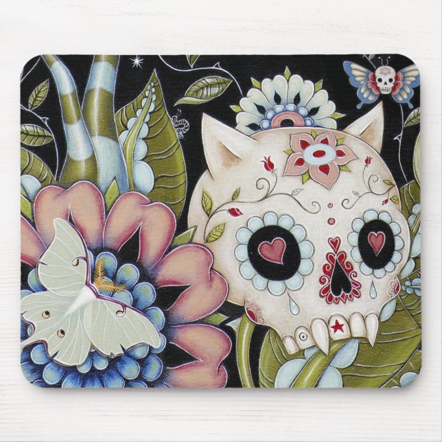 Luna Moth Kitty Scull Mouse Pad (Front)