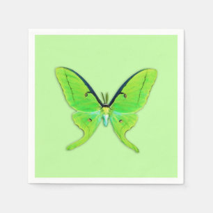 Luna moth - lime green on a pale green background napkins
