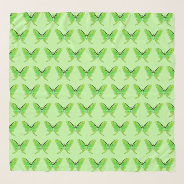 Luna Moth - Lime Green on a Pale Green Background Scarf (Front)