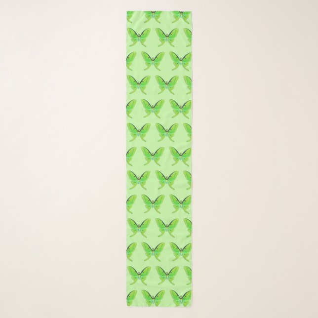 Luna Moth - Lime Green on a Pale Green Background Scarf (Front)