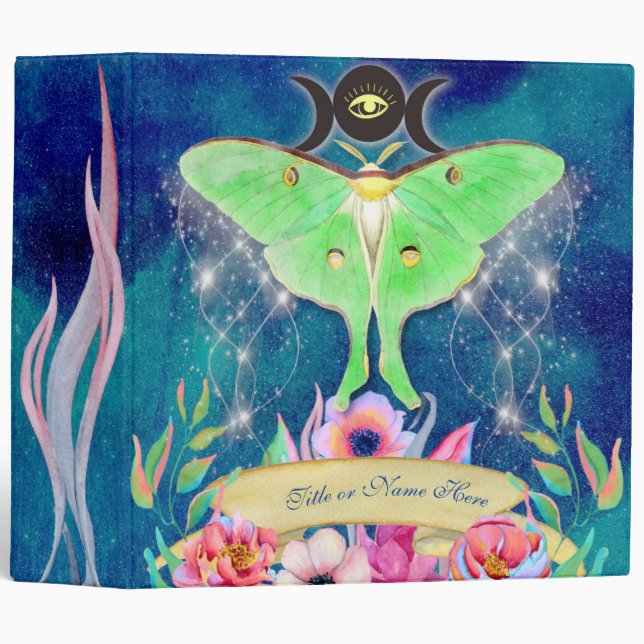Luna Moth Magickal Night Journey 3 Ring Binder (Front/Spine)