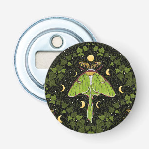 Luna moth, moon phases and ivy damask 2 bottle opener