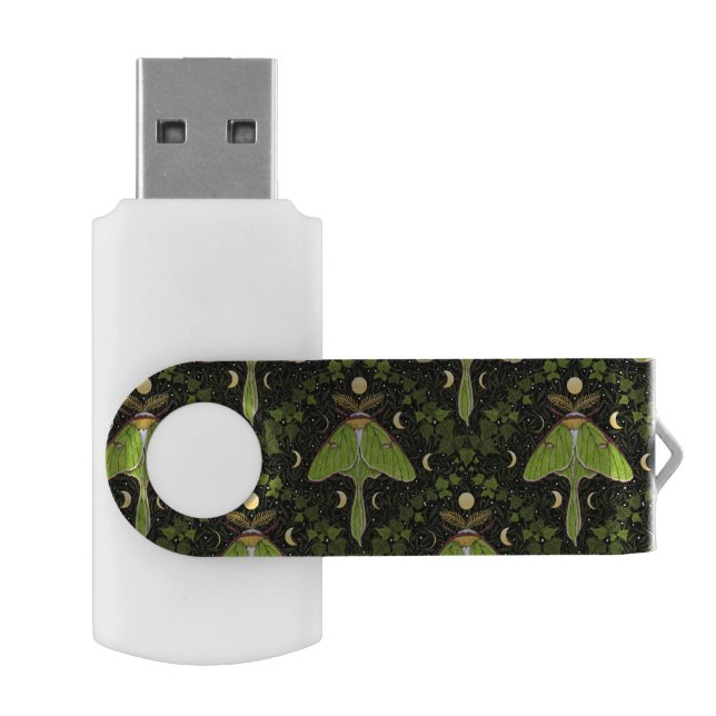Luna moth, moon phases and ivy damask 2 flash drive (Opened)