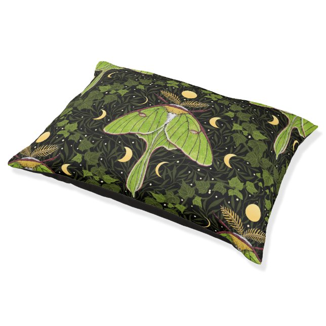 Luna moth, moon phases and ivy damask 2 pet bed (Angled)