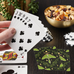Luna moth, moon phases and ivy damask 2 poker cards