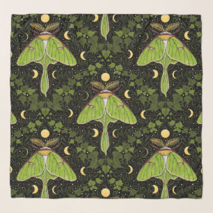 Luna moth, moon phases and ivy damask 2 scarf