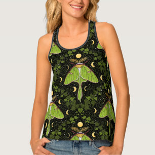 Luna moth, moon phases and ivy damask 2 tank top