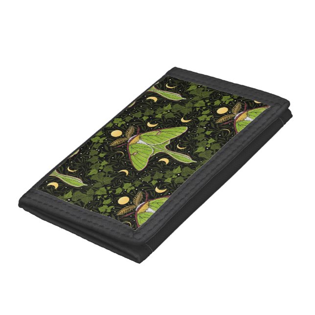Luna moth, moon phases and ivy damask 2 trifold wallet (Bottom)