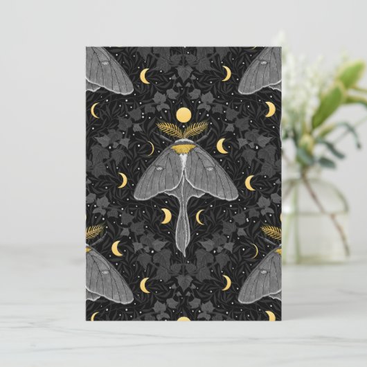 Luna moth, moon phases and ivy damask pattern (Standing Front)