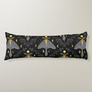 Luna moth, moon phases and ivy damask pattern body pillow