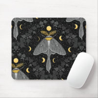 Luna moth, moon phases and ivy damask pattern