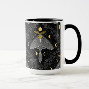 Luna moth, moon phases and ivy damask pattern mug