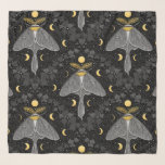 Luna moth, moon phases and ivy damask pattern scarf<br><div class="desc">Hand-painted pattern design with luna moth,  ivy and willow leaves damask pattern background</div>