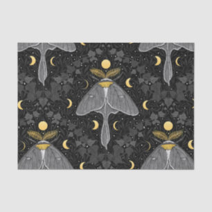 Luna moth, moon phases and ivy damask pattern tissue paper
