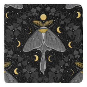 Luna moth, moon phases and ivy damask pattern trivet