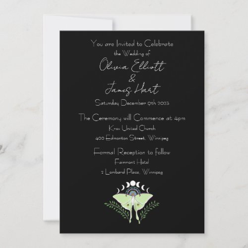 Luna Moth Moon Phases Invitation