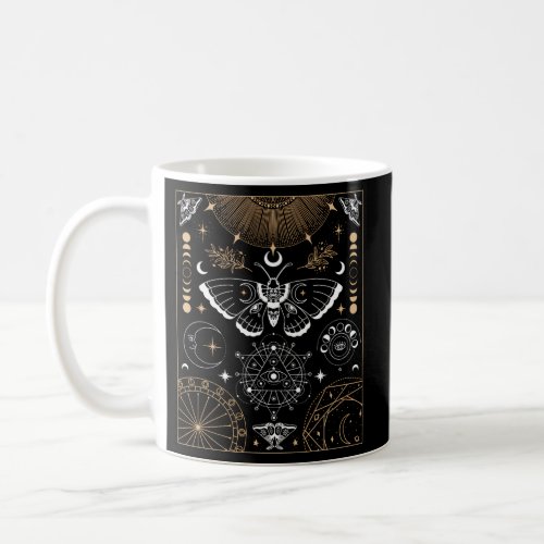 Luna Moth Moon Phases Witchy Dark Academia Aesthet Coffee Mug