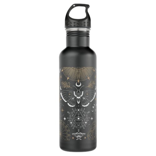 Luna Moth Moon Phases Witchy Dark Academia Aesthet Stainless Steel Water Bottle