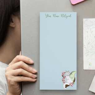 Luna Moth Moon White Cat Green Magnetic Notepad