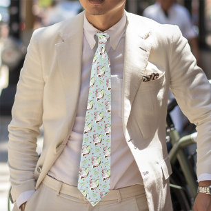 Luna Moth Moon White Cat Green Neck Tie