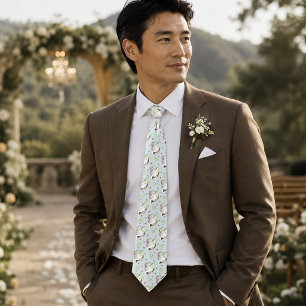 Luna Moth Moon White Cat Green Neck Tie