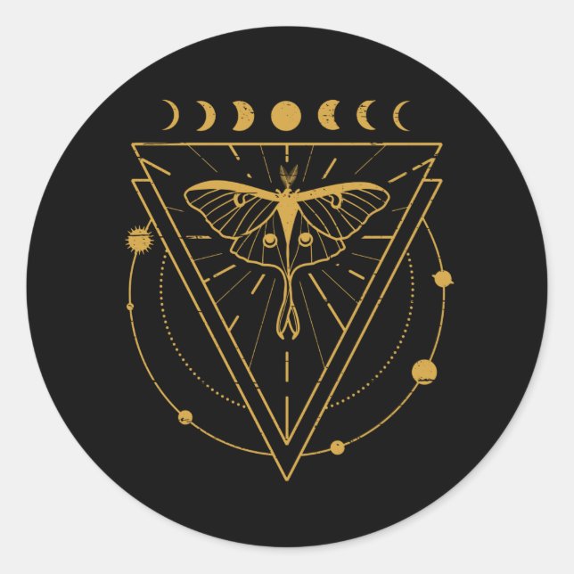 Luna Moth Mystical Designs Classic Round Sticker (Front)