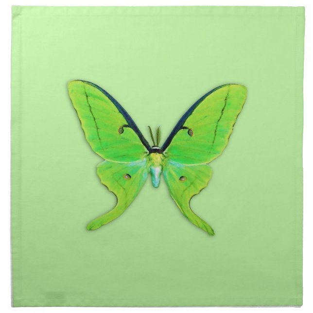 Luna moth on a pale green background cloth napkin (Front)