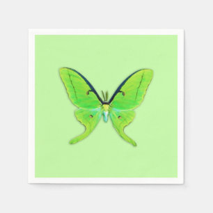 Luna moth on a pale green background napkins