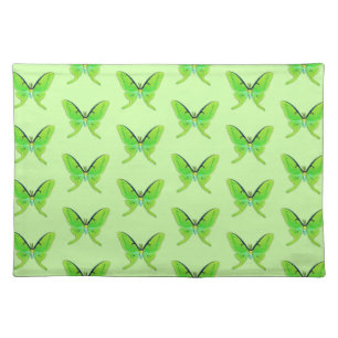 Luna moth on a pale green background placemat